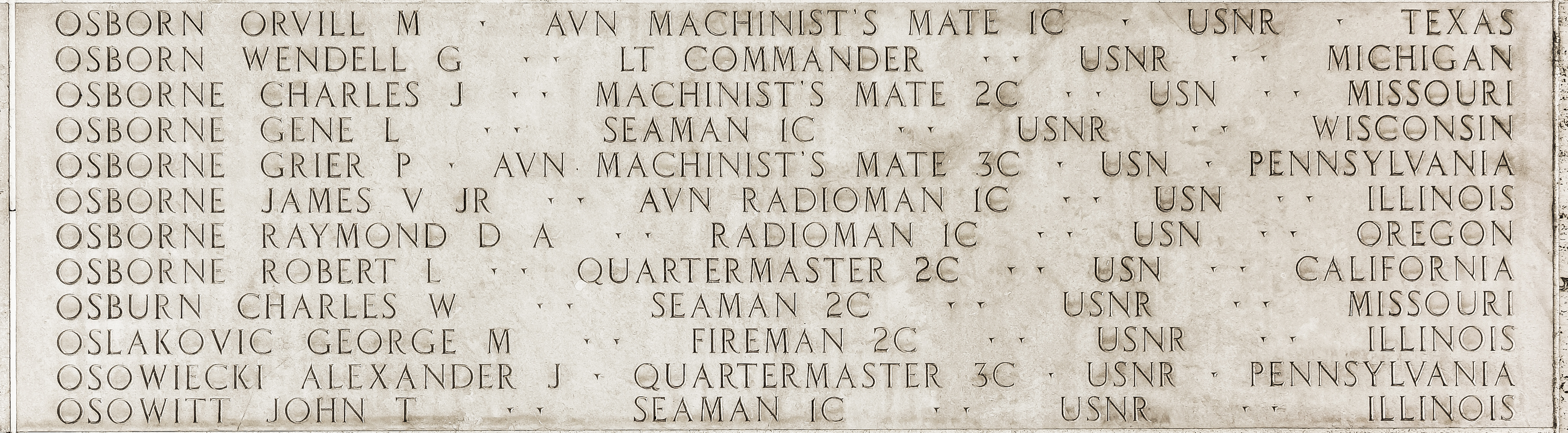 Grier P. Osborne, Aviation Machinist's Mate Third Class